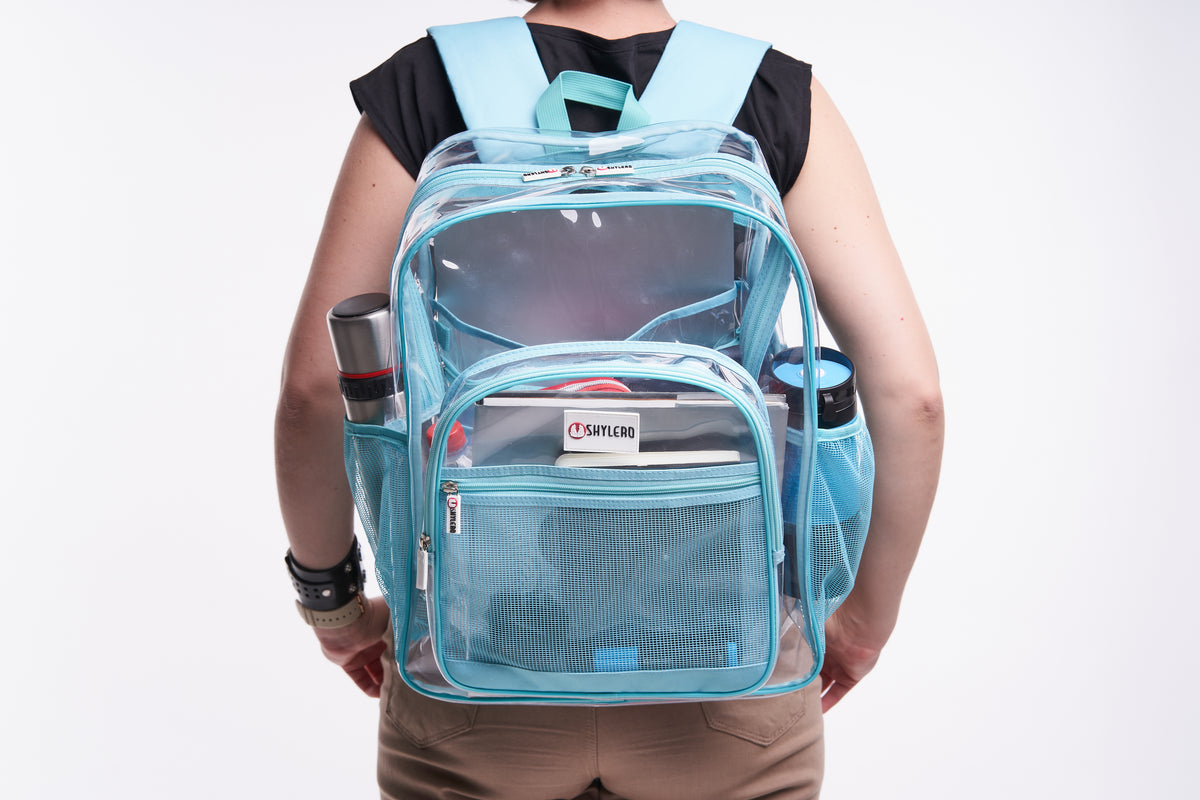 Clear Backpack For Work and School Backpack XL | TSA Lock | H18" x W14" x D8" (45cm x 35cm x 20cm) | 32 L | Turquoise  Rhino