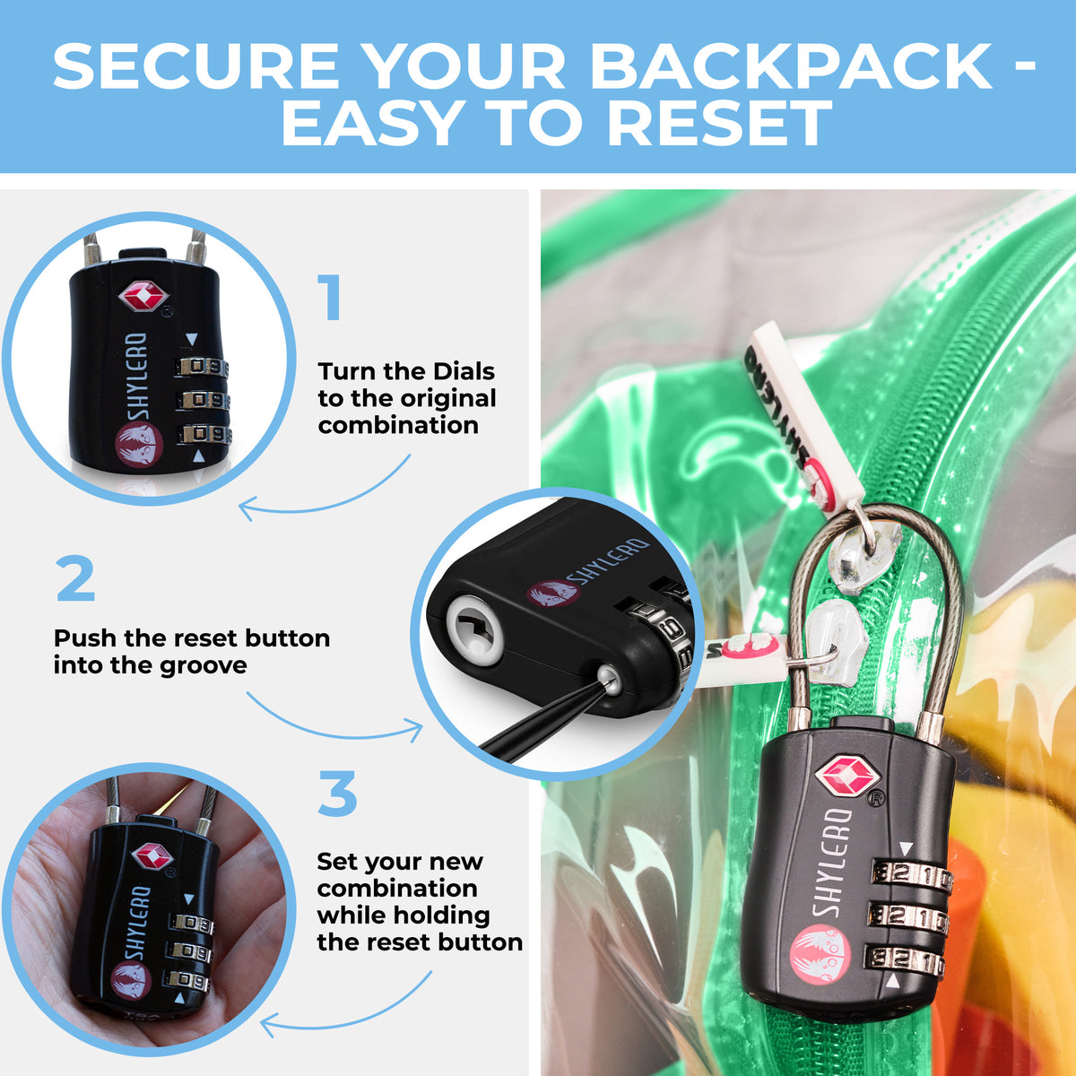 Clear Backpack For Work and School Backpack XL | TSA Lock | H18" x W14" x D8" (45cm x 35cm x 20cm) | 31.5 L | Green Rhino
