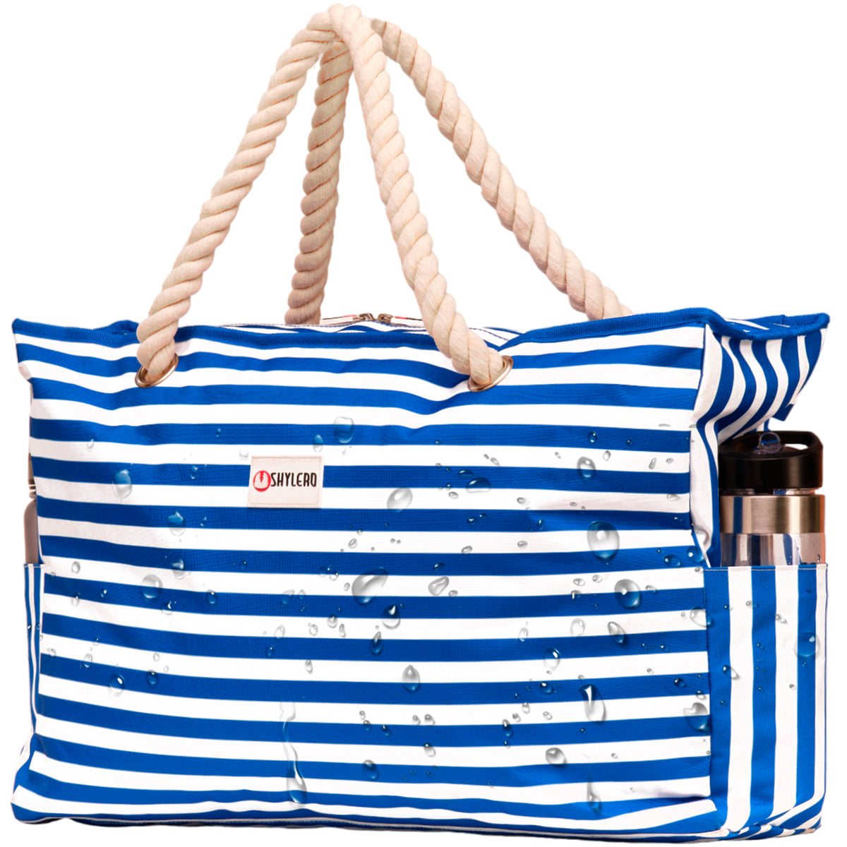 Beach Bag and Pool Bag | Water Repellent | Top YKK® Zip | Family Size | L22" x H15" x W6" | Bright Blue Lobster