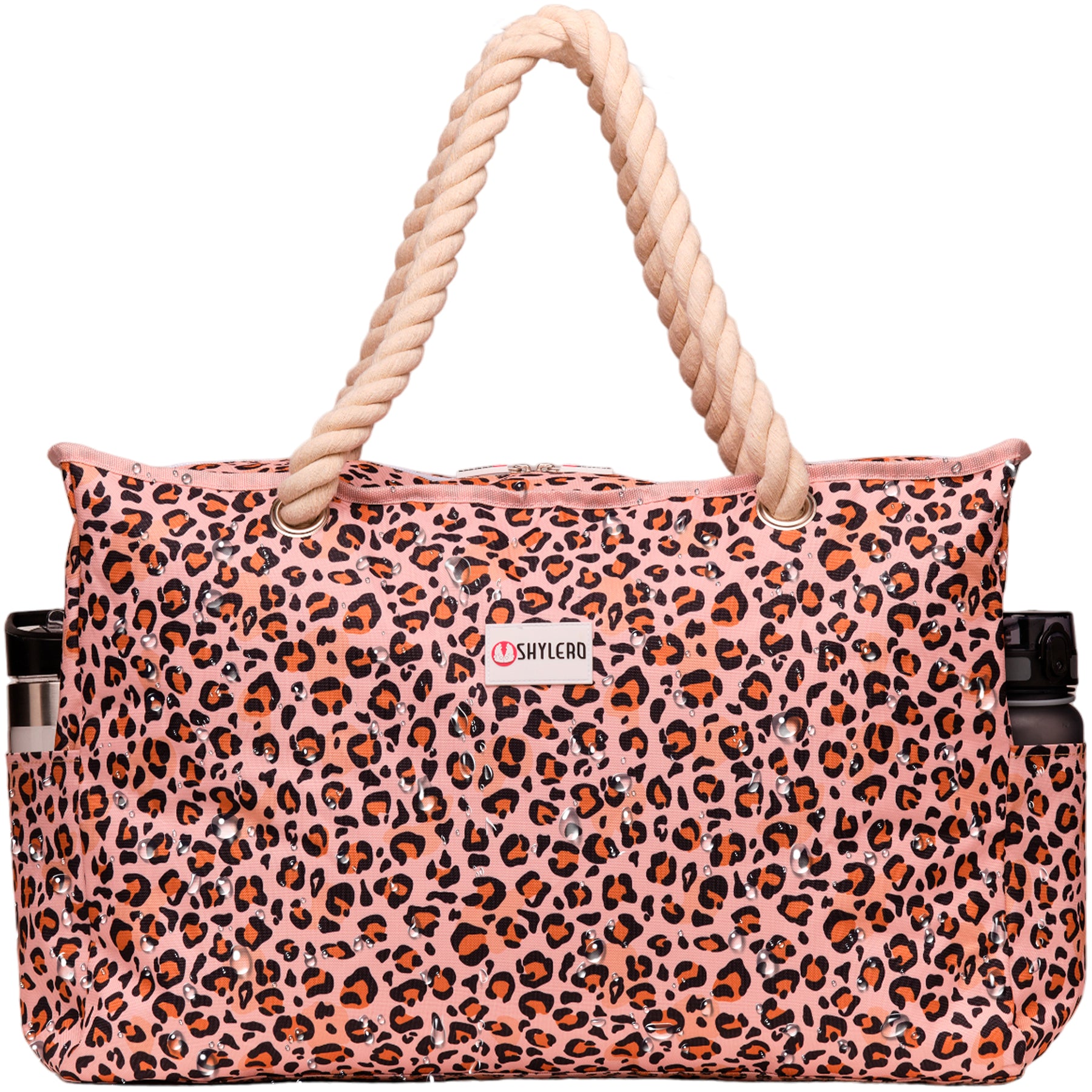 Beach Bag and Pool Bag | Water Repellent | Top YKK® Zip | Family Size | L22" x H15" x W6" | Leopard