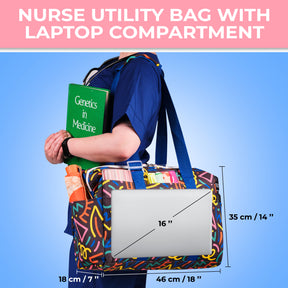 Nurse Bag and Utility Tote | Waterproof | Top YKK® Zip | L18" x H14" x W7" (46x18x36cm) | Colorful Lines