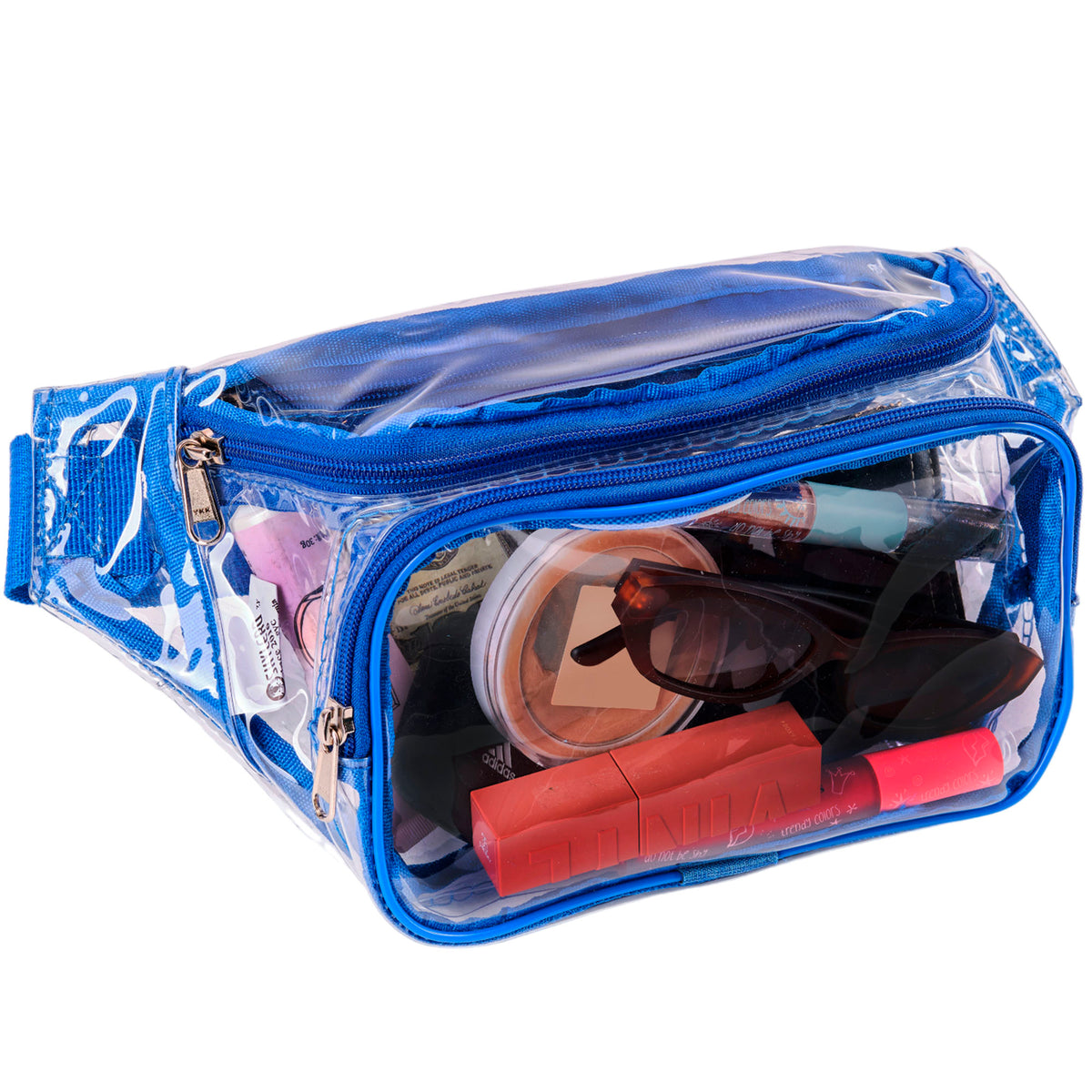 Clear Fanny Pack Stadium Approved | Top YKK® Zip | XL Size Friendly | 11’x5.9’x3.6’ | Blue