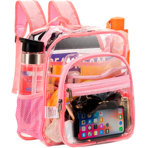Clear PVC Backpack Stadium Approved | S | 2-WAY Zip | H11.8''xW11''xD6''| Pink