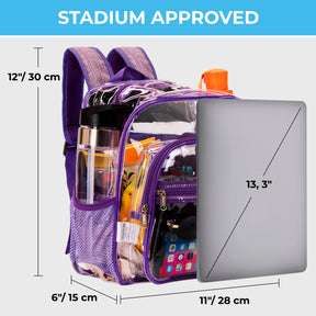 Clear PVC Backpack Stadium Approved | S | 2-WAY Zip | H11.8''xW11''xD6''| Violet