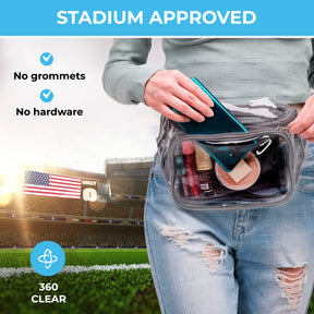 Clear Fanny Pack Stadium Approved | Top YKK® Zip | XL Size Friendly | Gray