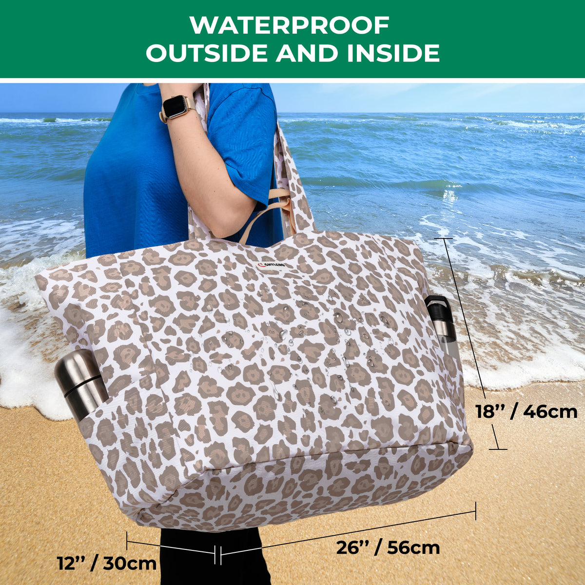 Weekender Bag | Top YKK® Zip | L26"xH18"xW12" | White Leopard