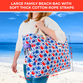 Beach Bag and Pool Bag | Water Repellent | Top YKK® Zip | Family Size | L22" x H15" x W6" | Underwater World