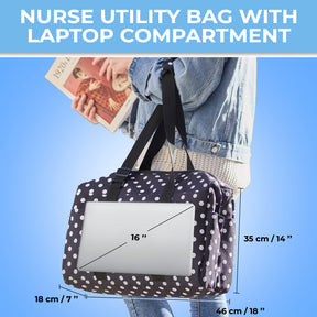 Nurse Bag and Utility Tote | Waterproof | Top YKK® Zip | L18" x H14" x W7" (46x18x36cm) | White Peas