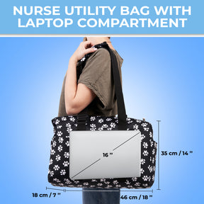 Nurse Bag and Utility Tote | Waterproof | Top YKK® Zip | L18" x H14" x W7" (46x18x36cm) | Footprints