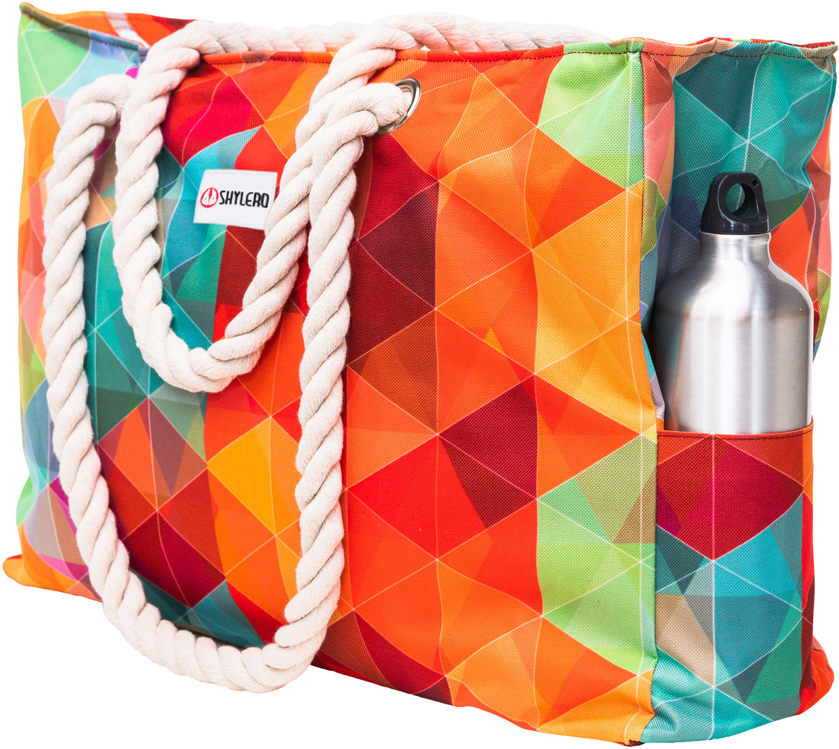 Beach Bag and Pool Bag | Water Repellent | Top YKK® Zip | Family Size | L22" x H15" x W6" | Colorful Starfish