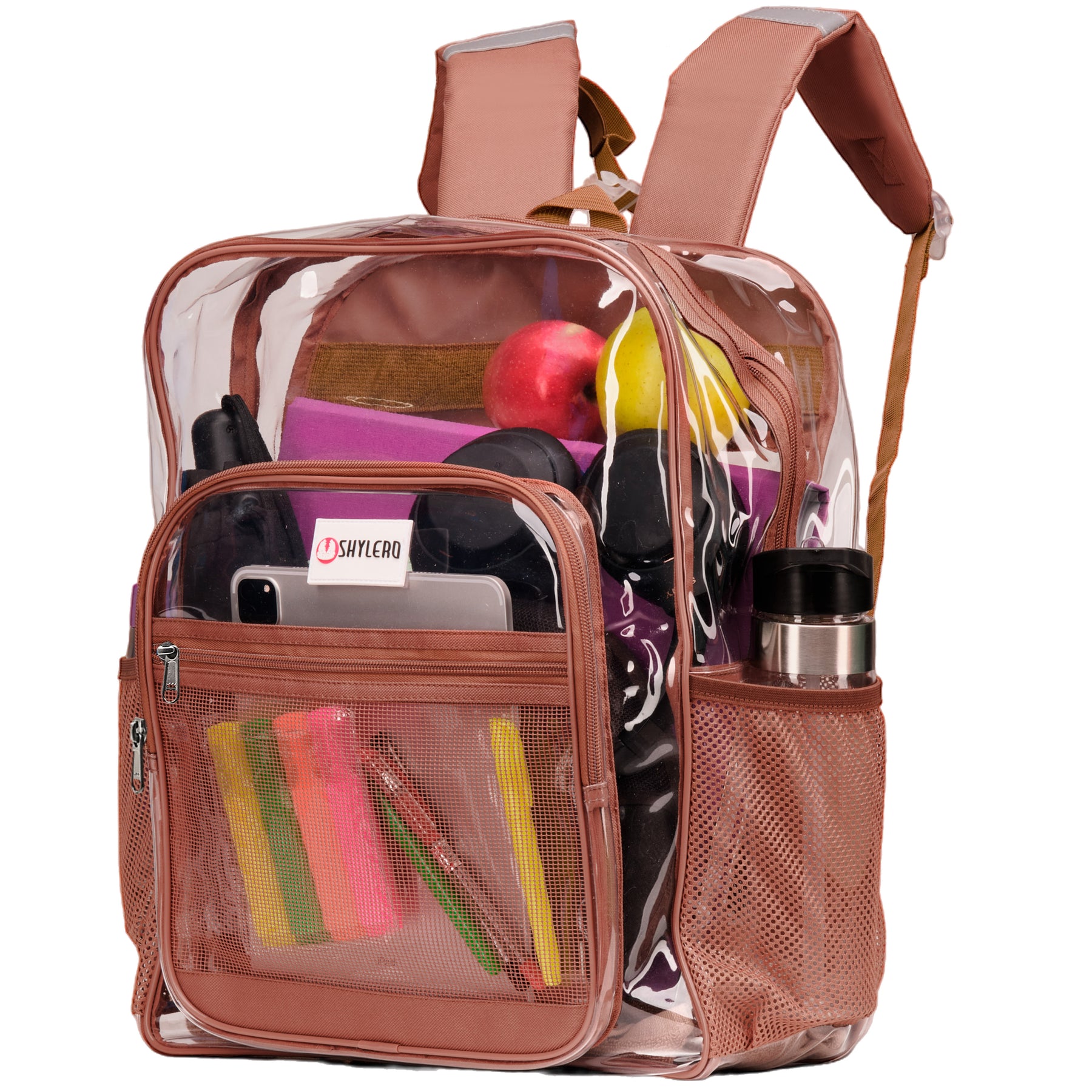 Clear Backpack For Work and School Backpack XL | TSA Lock | H18" x W14" x D8" (45cm x 35cm x 20cm) | 32 L | Brown Rhino
