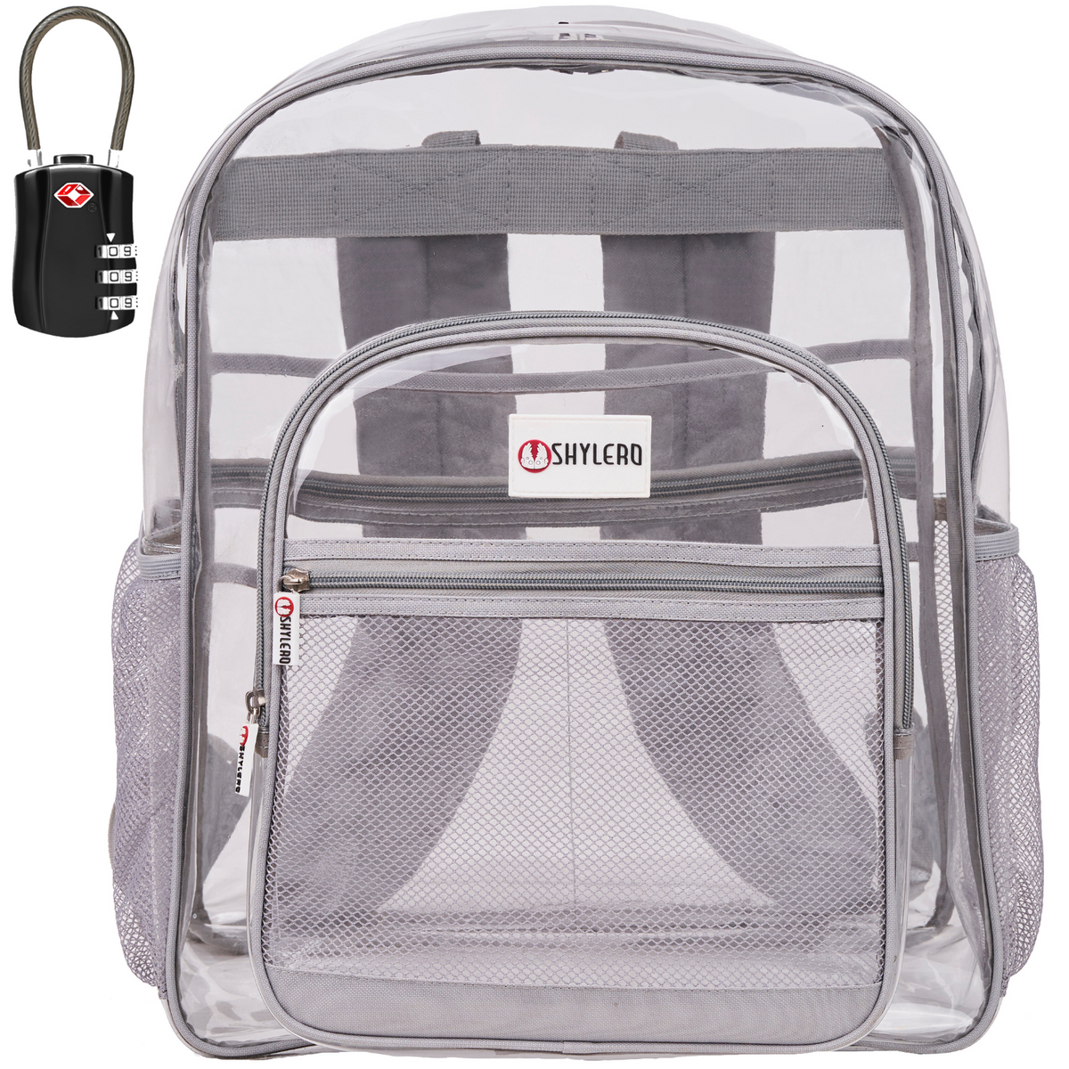 Clear Backpack For Work and School Backpack XL | TSA Lock | H18" x W14" x D8" (45cm x 35cm x 20cm) | 32 L | Grey Rhino