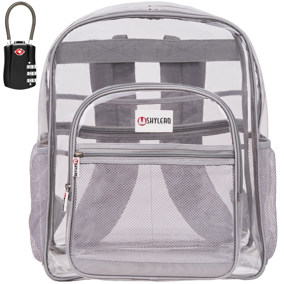 Clear Backpack For Work and School Backpack XL TSA Lock H18 x W14 x D8 45cm x 35cm x 20cm 32 L Grey Rhino