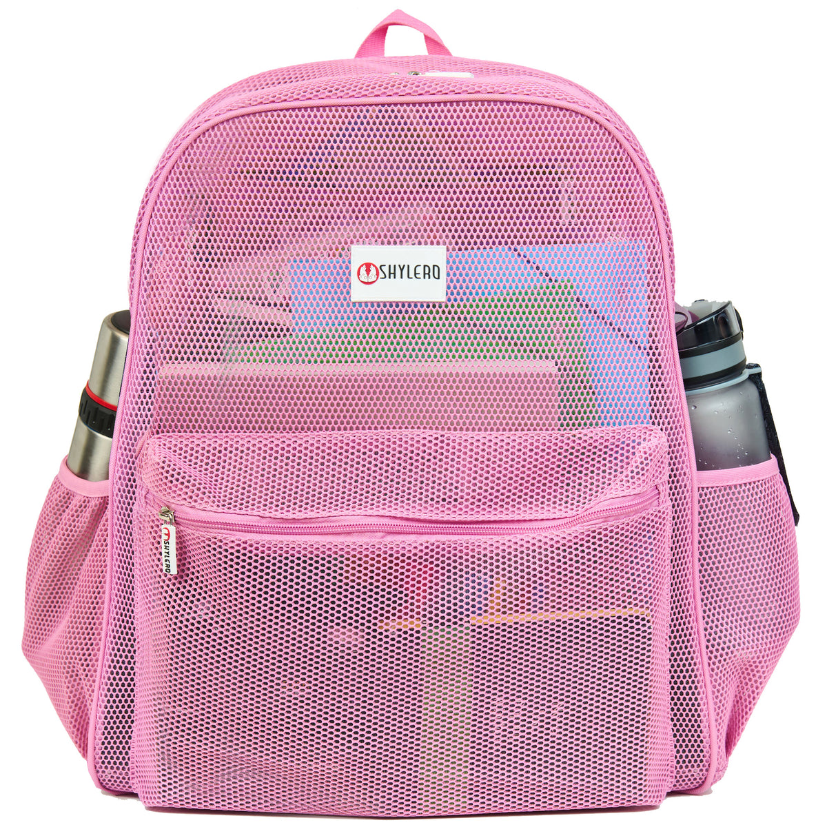 Mesh Backpack XXL (36 L) | Lightweight Heavy-Duty Clear Backpack | Reinforced 3D Mesh | H19.6" x W15" x D7" | Pink Armadillo