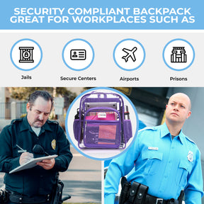 Clear Backpack For Work and School Backpack XL | TSA Lock | H18" x W14" x D8" (45cm x 35cm x 20cm) | 32 L |  Purple Rhino
