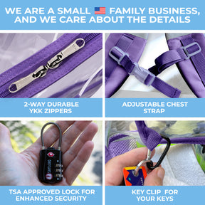 Clear Backpack For Work and School Backpack XL | TSA Lock | H18" x W14" x D8" (45cm x 35cm x 20cm) | 32 L |  Purple Rhino