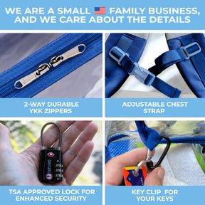 Clear Backpack For Work and School Backpack XL | TSA Lock | H18" x W14" x D8" (45cm x 35cm x 20cm) | 32 L | Blue Rhino