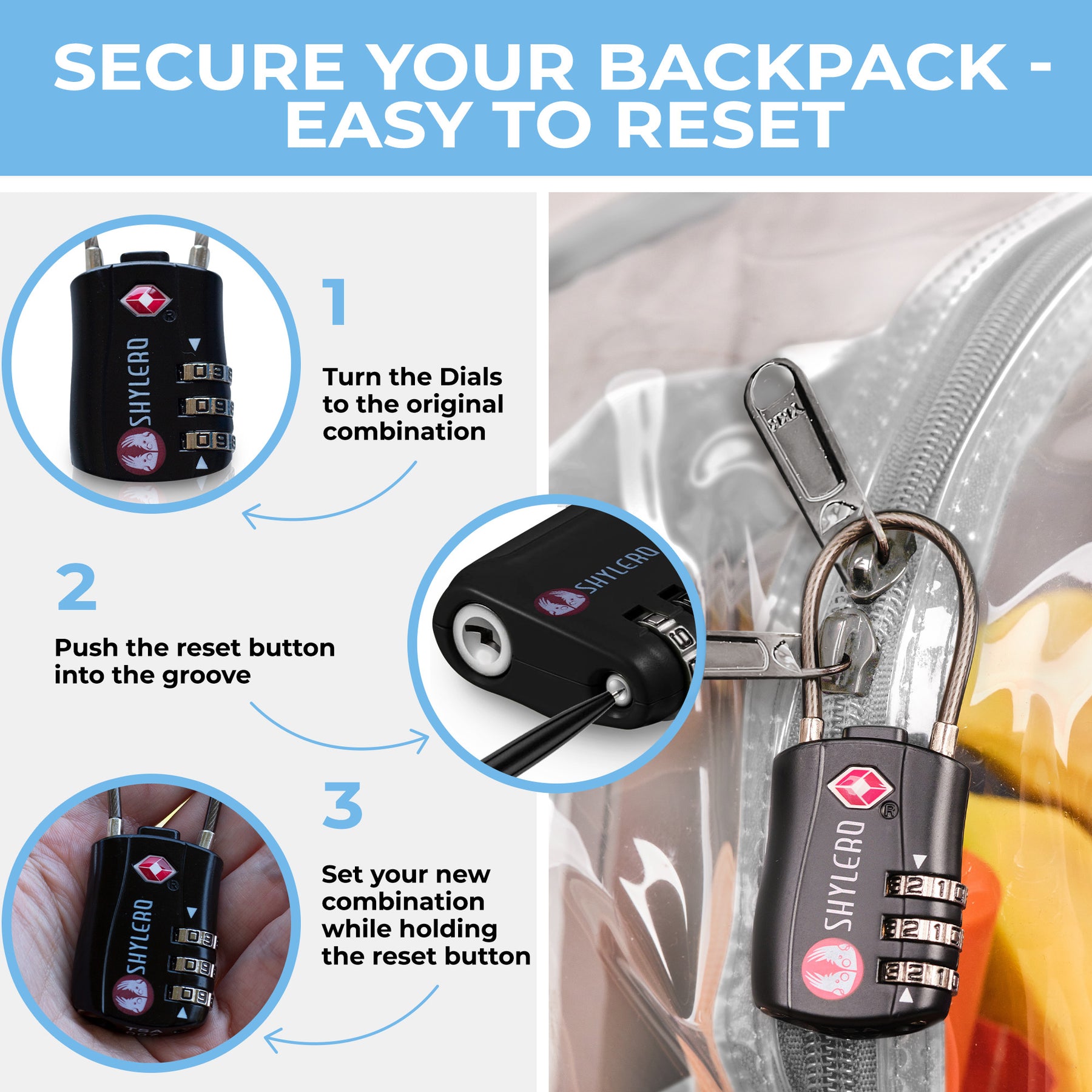 Clear Backpack For Work and School Backpack XL | TSA Lock | H18" x W14" x D8" (45cm x 35cm x 20cm) | 32 L | Grey Rhino