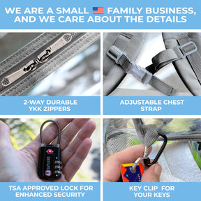 Clear Backpack For Work and School Backpack XL | TSA Lock | H18" x W14" x D8" (45cm x 35cm x 20cm) | 32 L | Grey Rhino