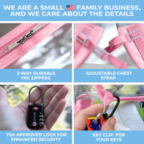 Clear Backpack For Work and School Backpack XL | TSA Lock | H18" x W14" x D8" (45cm x 35cm x 20cm) | 32 L | Pink Rhino