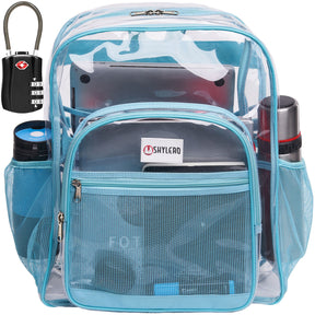 Clear Backpack For Work and School Backpack XL | TSA Lock | H18" x W14" x D8" (45cm x 35cm x 20cm) | 32 L | Turquoise  Rhino
