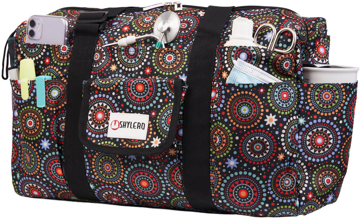 Nurse Bag and Utility Tote | Waterproof | Top YKK® Zip | L18" x H14" x W7" (46x18x36cm) | Hypnotic Circles