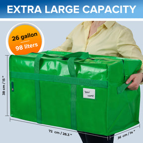 Moving Bags | Heavy Duty Totes for Clothes Storage | 2-Way YKK Zippers | 6 Pack | Green