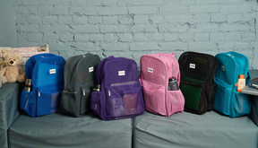 Mesh Backpack XXL (36 L) | Lightweight Heavy-Duty Clear Backpack | Reinforced 3D Mesh | H19.6" x W15" x D7" | Blue Armadillo