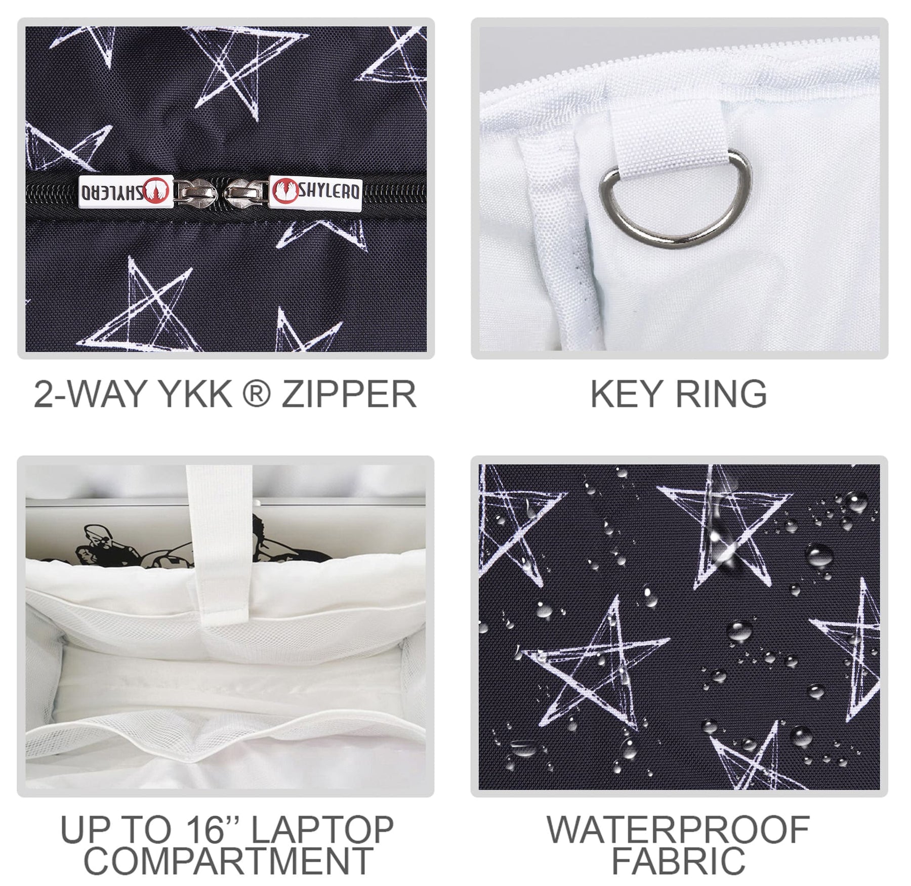 Nurse Bag and Utility Tote | Waterproof | Top YKK® Zip | L18" x H14" x W7" (46x18x36cm) | White Stars