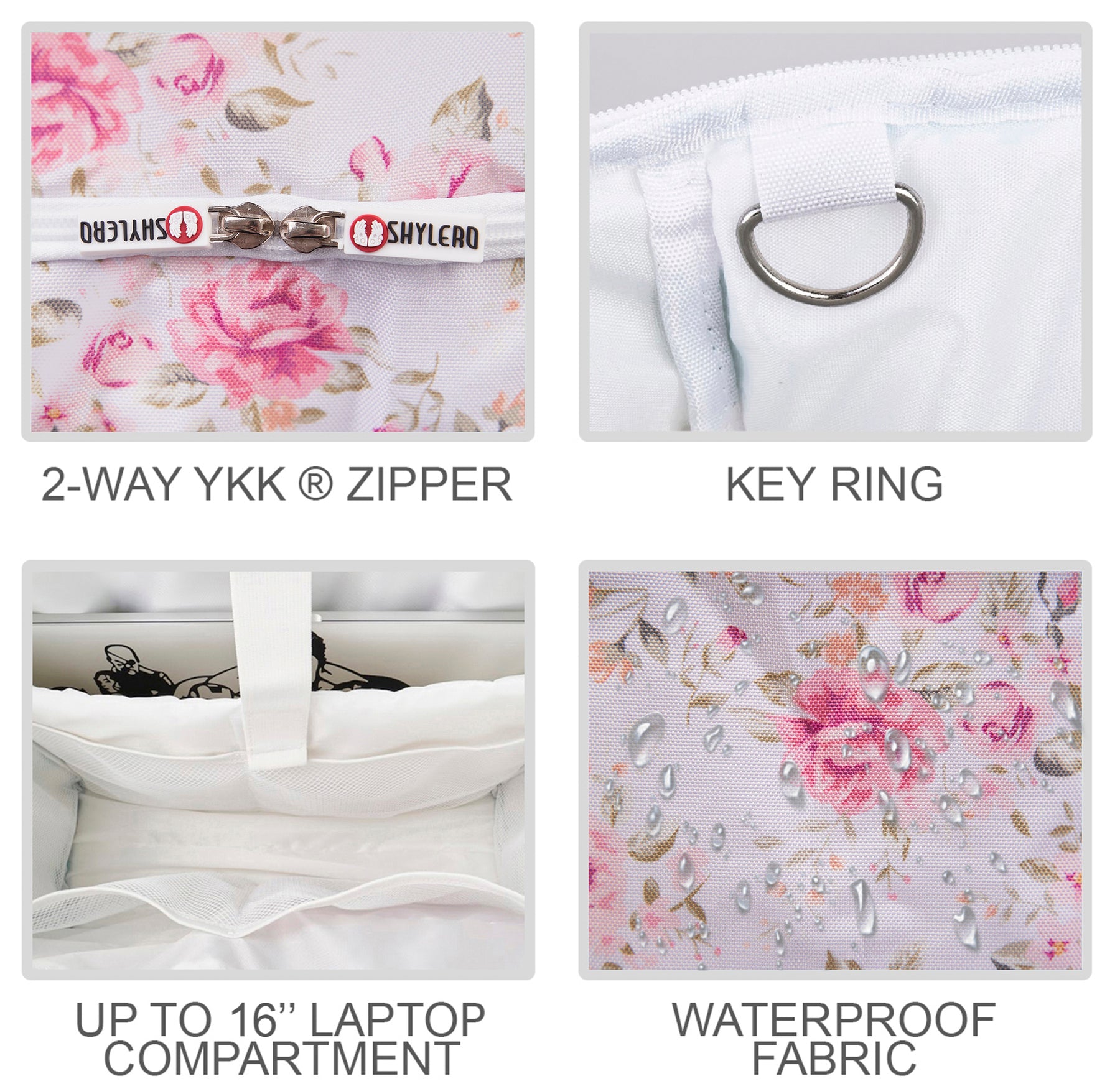 Nurse Bag and Utility Tote | Waterproof | Top YKK® Zip | L18" x H14" x W7" (46x18x36cm) | Marshmallow Roses