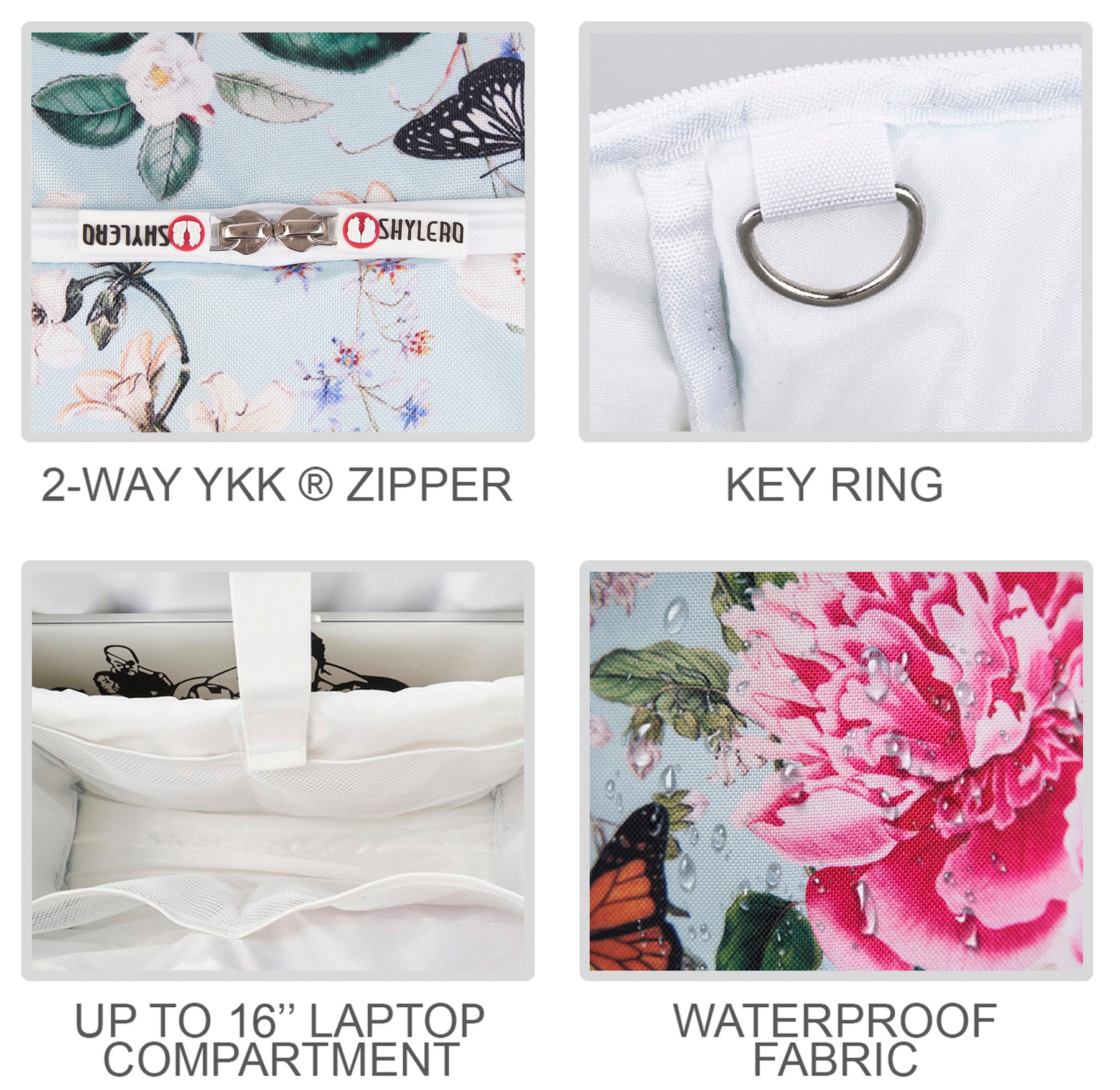 Nurse Bag and Utility Tote | Waterproof | Top YKK® Zip | L18" x H14" x W7" (46x18x36cm) | Butterfly Paradise