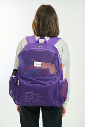 Mesh Backpack XXL (36 L) | Lightweight Heavy-Duty Clear Backpack | Reinforced 3D Mesh | H19.6" x W15" x D7" | Violet Armadillo