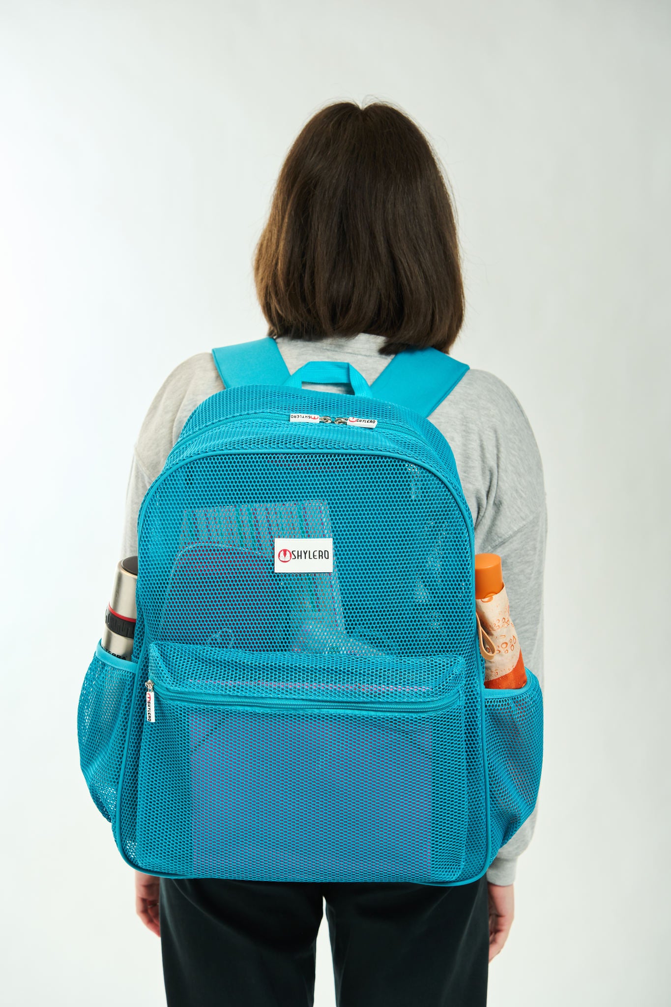 Mesh Backpack XXL (36 L) | Lightweight Heavy-Duty Clear Backpack | Reinforced 3D Mesh | H19.6" x W15" x D7" | Turquoise Armadillo